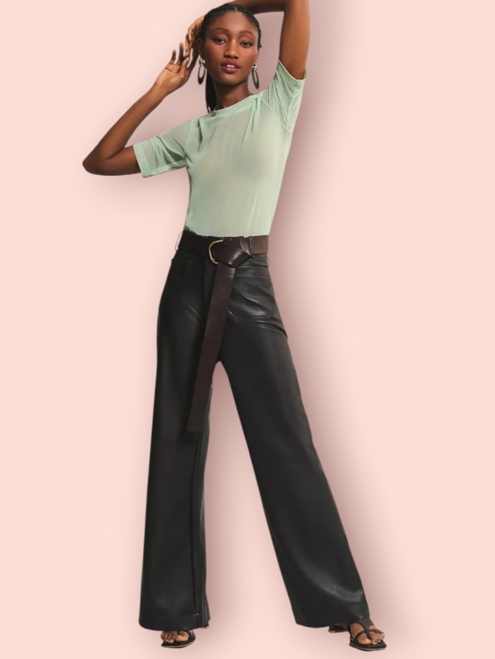 MAEVE Anthropologie The Collette High Rise Wide Leg Faux Leather Full Pants